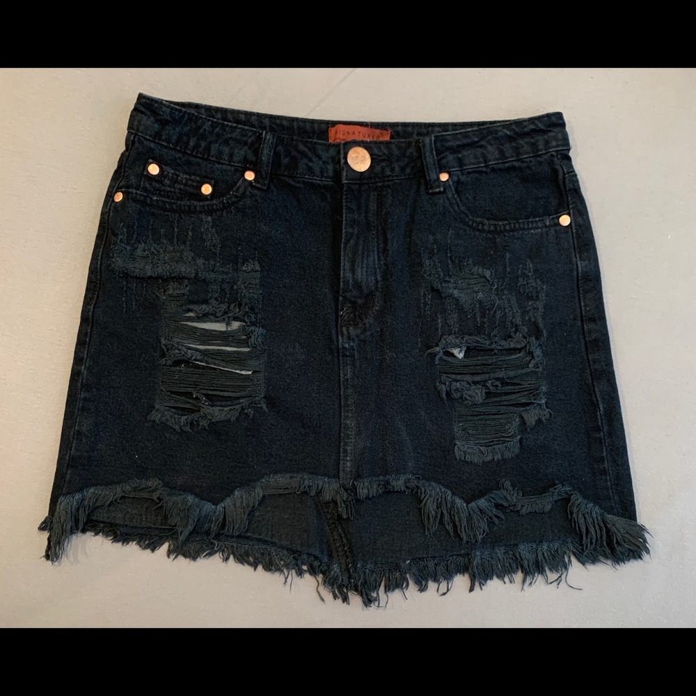 Signature 8 Black Denim Skirt